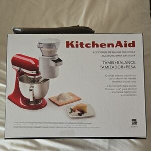 KitchenAid Red Mixer with Sifter and Scale For Baking